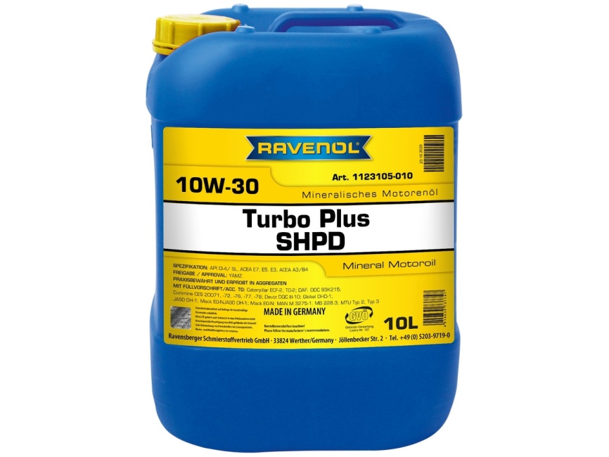 Моторное масло RAVENOL Turbo plus SHPD SAE 10W-30 (10л) фото 1