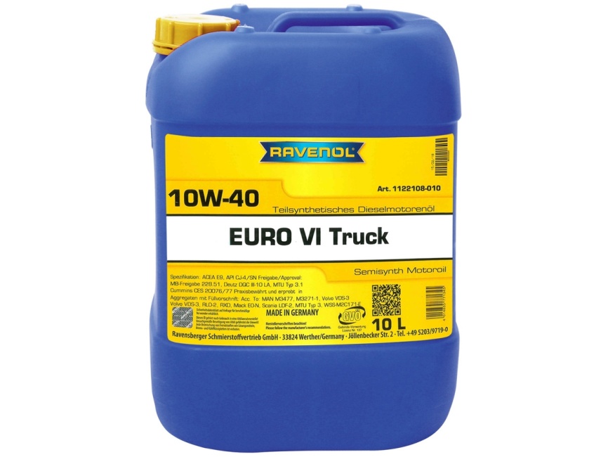 Моторное масло RAVENOL Euro VI Truck SAE 10W-40 (10л) фото 1