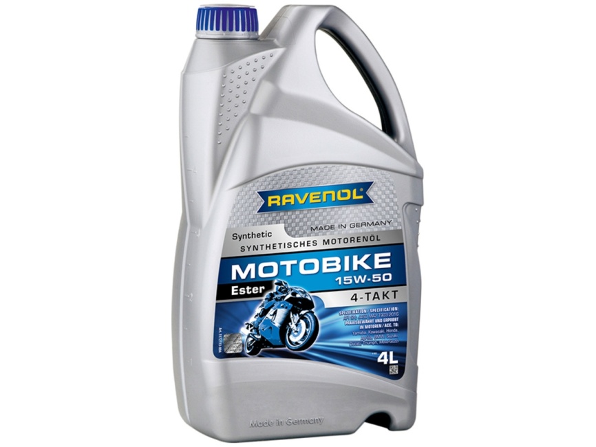 Моторное масло RAVENOL Motobike 4-T Ester SAE 15W-50 (4л) фото 1