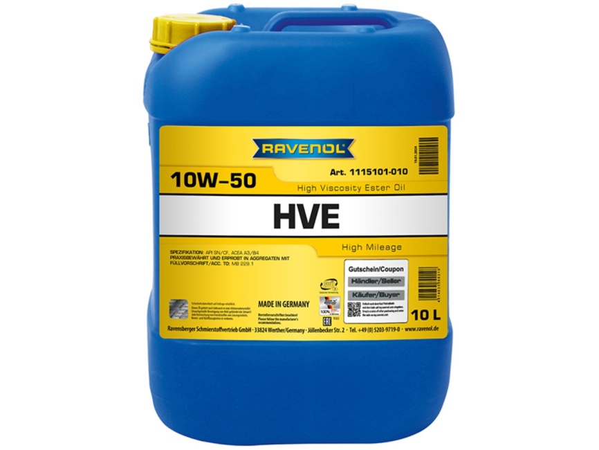Моторное масло RAVENOL HVE High Viscosity Ester Oil SAE 10W-50 (10л) фото 1