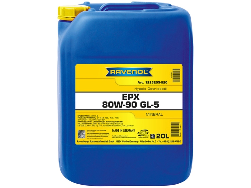 Трансмиссионное масло RAVENOL Getriebeoel EPX SAE 80W-90 GL-5 (20л) фото 1