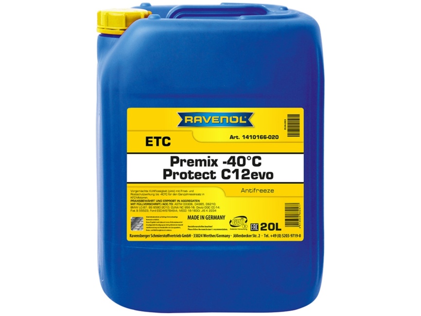 Антифриз RAVENOL ETC Premix -40°C Protect C12evo (20л) фото 1