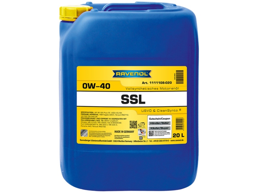 Моторное масло RAVENOL Super Synthetik Oel SSL SAE 0W-40 (20л) фото 1